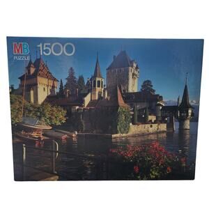 Vintage MB York Puzzle 1500pc Oberhofen Castle Switzerland 1988 Complete NIB